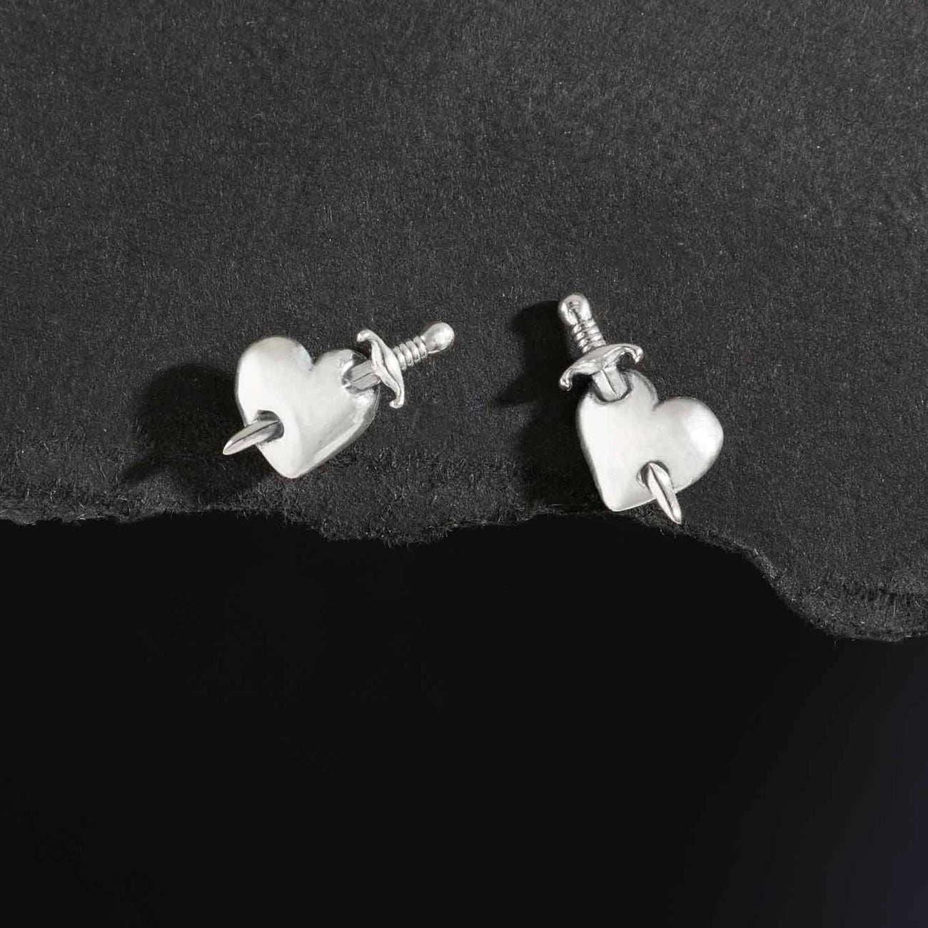 Heart Dagger Stud Earrings