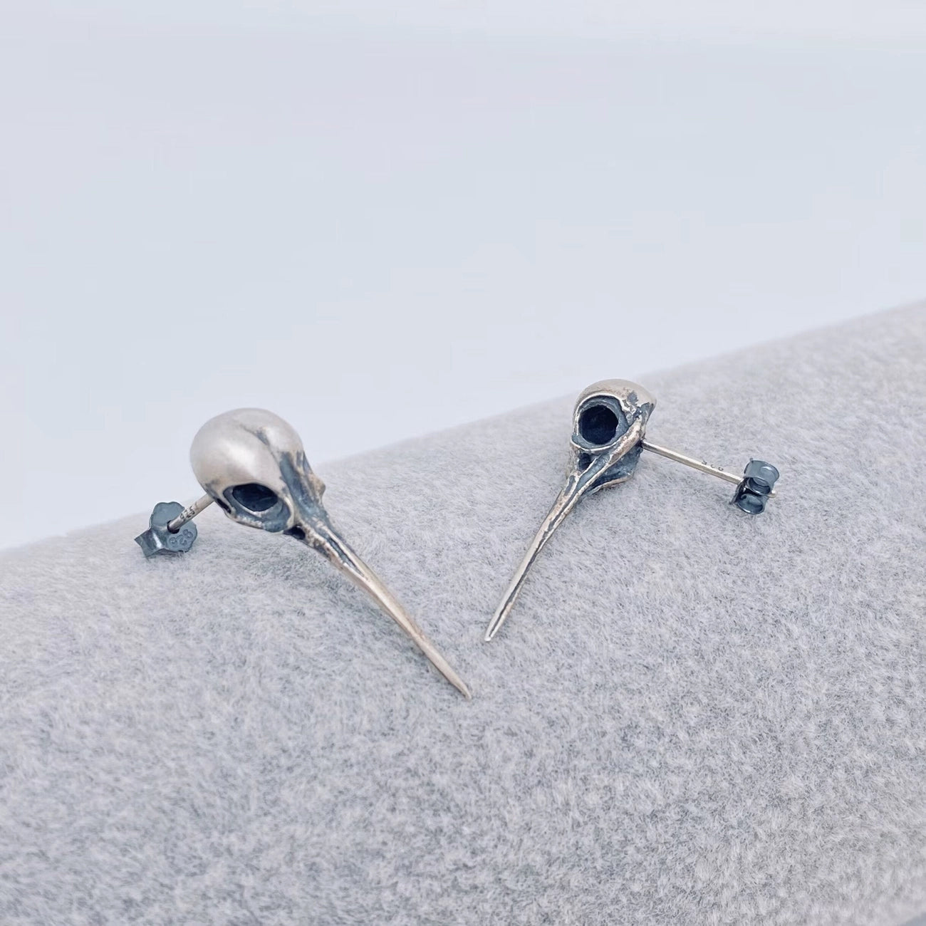 Hummingbird Skull Stud Earrings