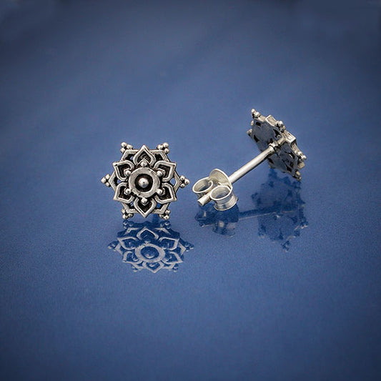 Mandala Stud Earrings - Silver