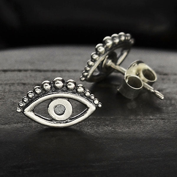 Evil Eye Stud Earrings Silver