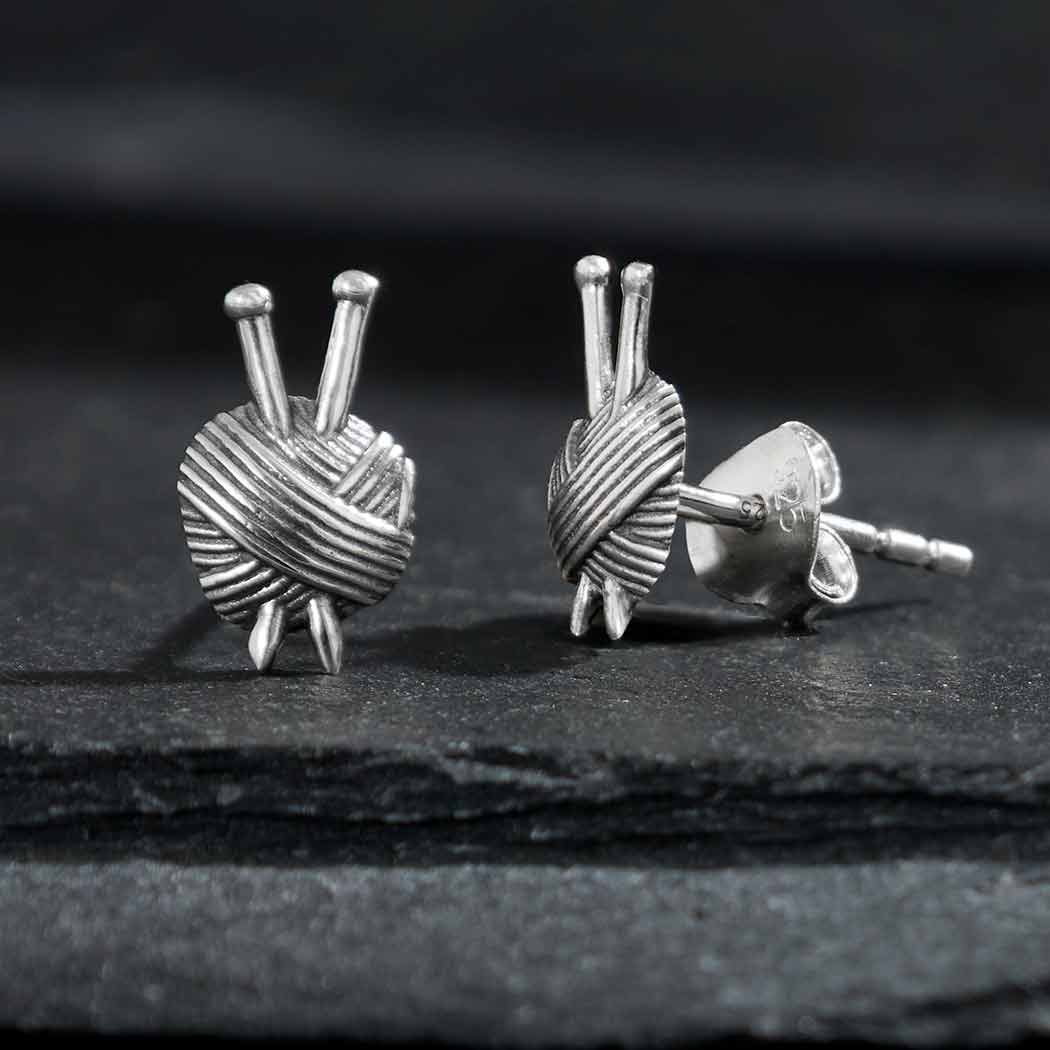 Knitting Yarn Stud Earrings