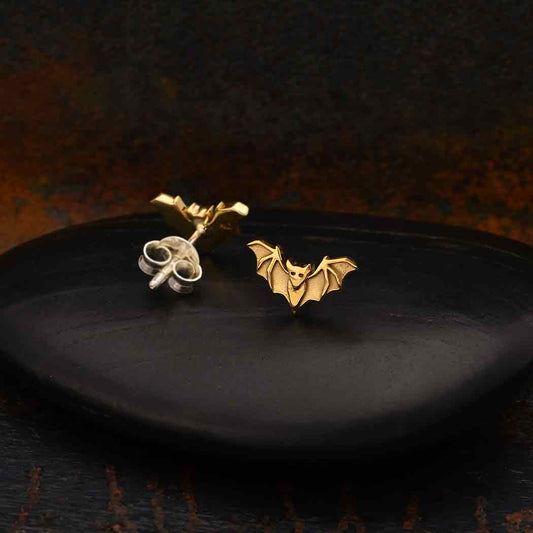 Bat Stud Earrings Bronze