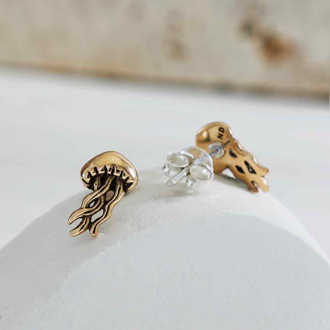 Jellyfish Stud Earrings Bronze