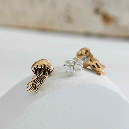 Jellyfish Stud Earrings Bronze