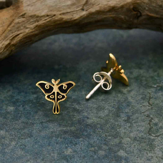 Luna Moth Stud Earrings Bronze