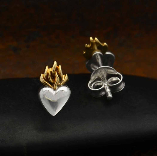Heart Flame Stud Earrings