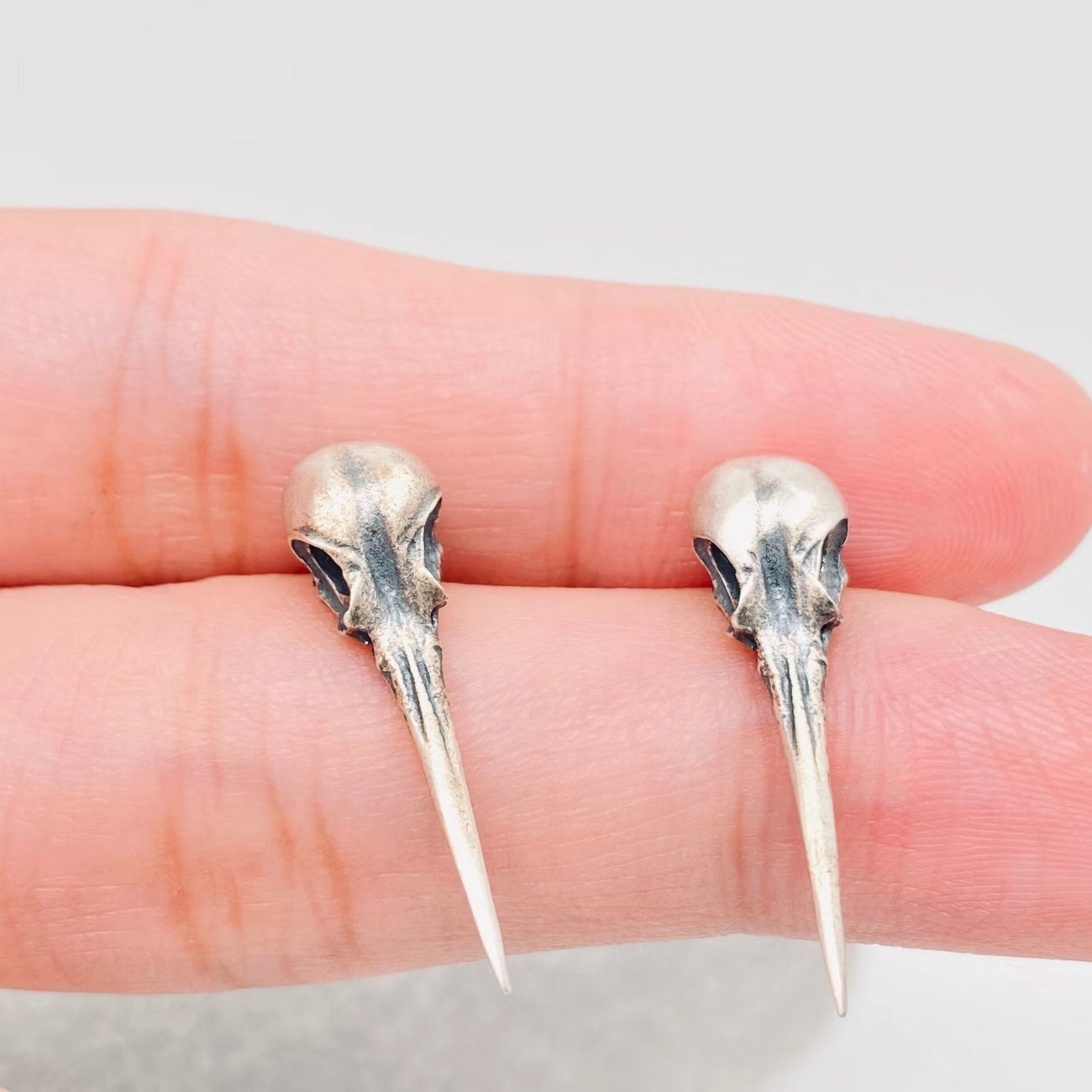 Hummingbird Skull Stud Earrings