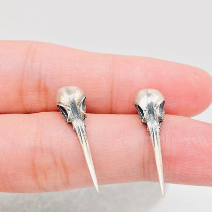 Hummingbird Skull Stud Earrings