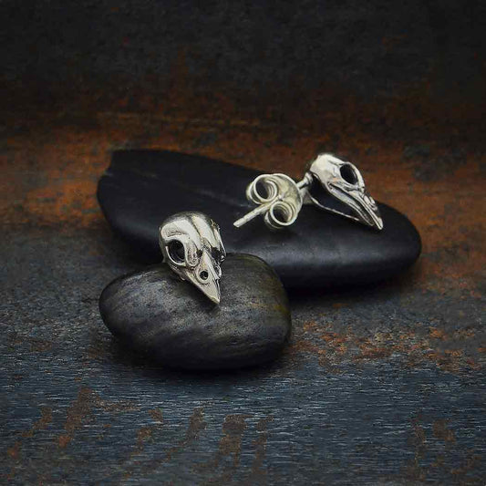 Raven Skull Small Stud Earrings