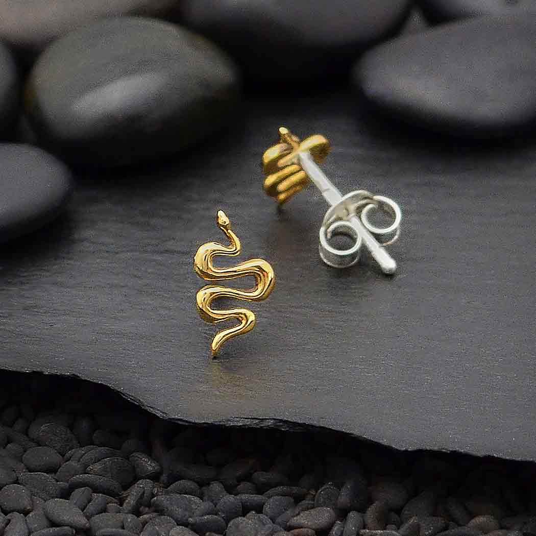 Snake Tiny Stud Earrings Bronze