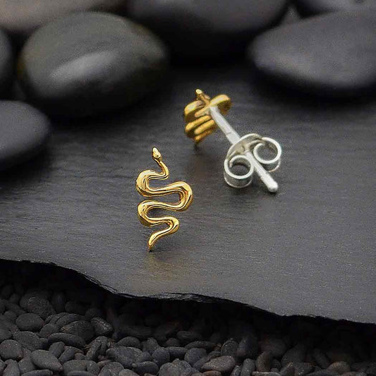 Snake Tiny Stud Earrings Bronze