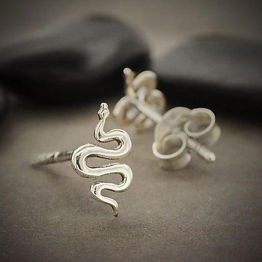 Snake Tiny Stud Earrings Bronze Silver